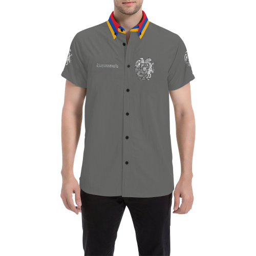 coat of arms of Armenia Հայաստանի զինանշանը Men's All Over Print Short Sleeve Shirt/Large Size (Model T53)