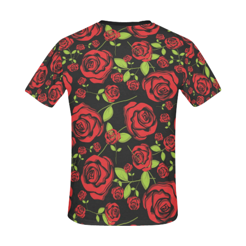 Red Roses on Black All Over Print T-Shirt for Men/Large Size (USA Size) Model T40)