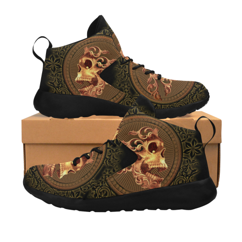 Amazing skull with floral elements Men's Chukka Training Shoes (Model 57502)