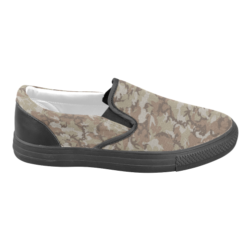 Woodland Desert Brown Camouflage Slip-on Canvas Shoes for Men/Large Size (Model 019)