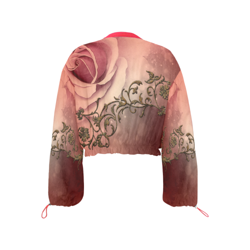 Wonderful roses with floral elements Cropped Chiffon Jacket for Women (Model H30)