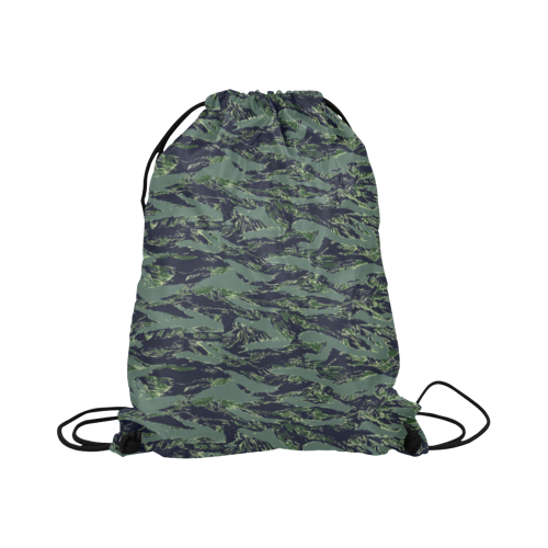 Jungle Tiger Stripe Green Camouflage Large Drawstring Bag Model 1604 (Twin Sides)  16.5"(W) * 19.3"(H)