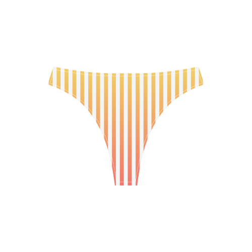 Yellow Orange Stripes on White Sport Top & High-Waisted Bikini Swimsuit (Model S07)