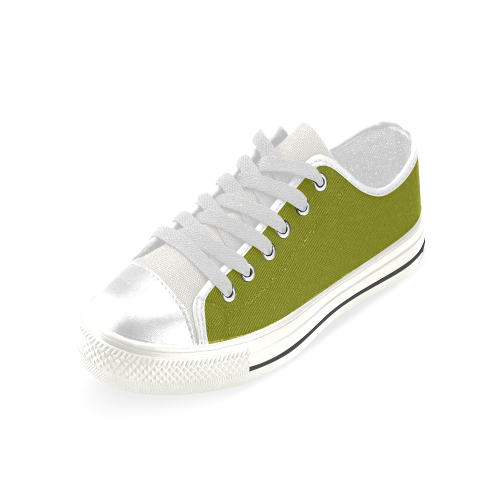 color olive Low Top Canvas Shoes for Kid (Model 018)