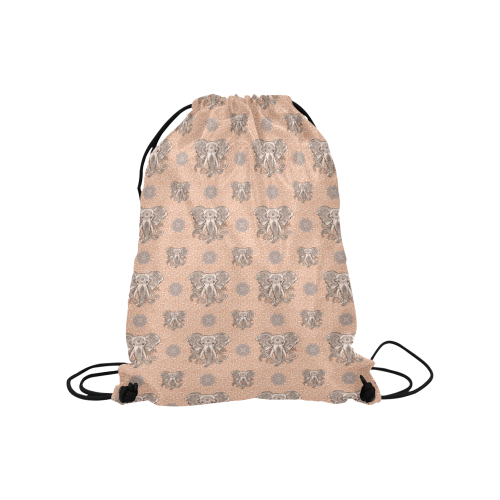 Ethnic Elephant Mandala Pattern Medium Drawstring Bag Model 1604 (Twin Sides) 13.8"(W) * 18.1"(H)