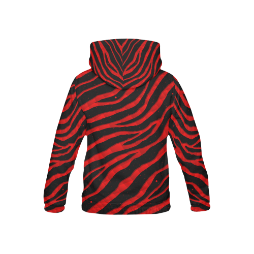 Ripped SpaceTime Stripes - Red All Over Print Hoodie for Kid (USA Size) (Model H13)
