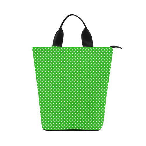 Green polka dots Nylon Lunch Tote Bag (Model 1670)