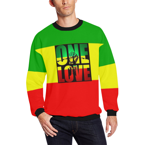 RASTA ONE LOVE CITY All Over Print Crewneck Sweatshirt for Men/Large (Model H18)