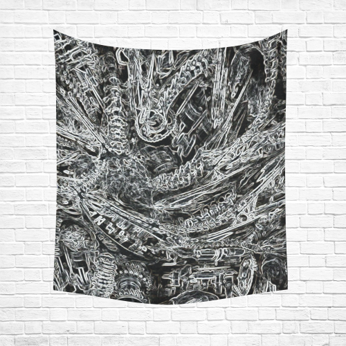 3D Chrome Demon Rider Black Light Horror Party Cotton Linen Wall Tapestry 51"x 60"