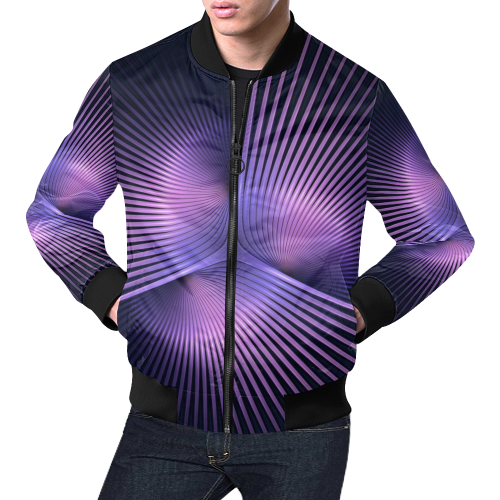 Purple Rays All Over Print Bomber Jacket for Men/Large Size (Model H19)