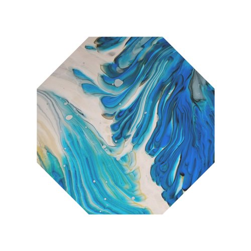 blue feathers. Anti-UV Auto-Foldable Umbrella (Underside Printing) (U06)