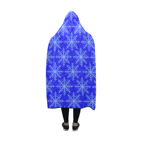 Blue Snowflakes Hooded Blanket 60''x50''