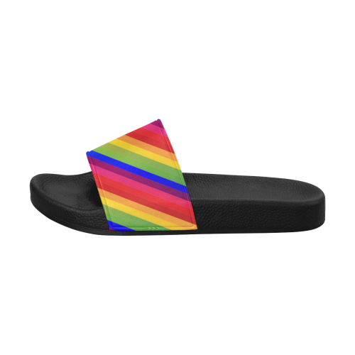 Rainbow Diagonal Stripes Women's Slide Sandals (Model 057)