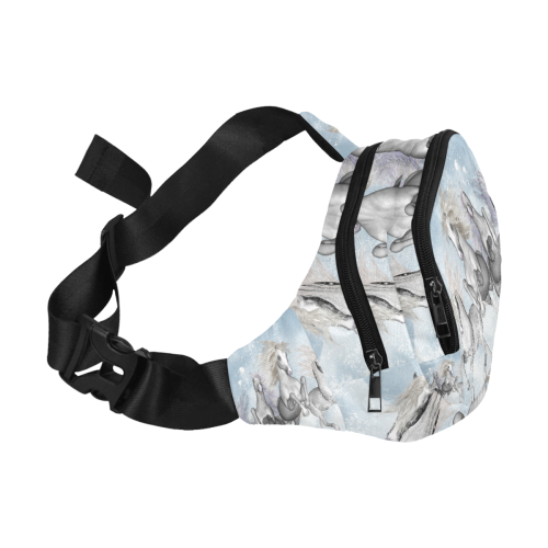 Awesome white wild horses Fanny Pack/Small (Model 1677)