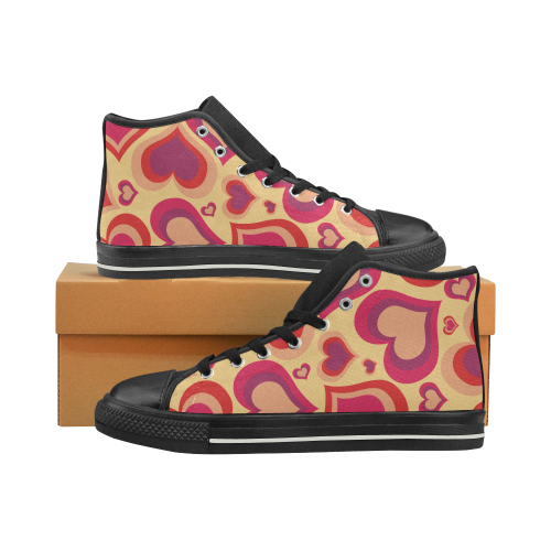 HEARTS GOLD Women's Classic High Top Canvas Shoes (Model 017)