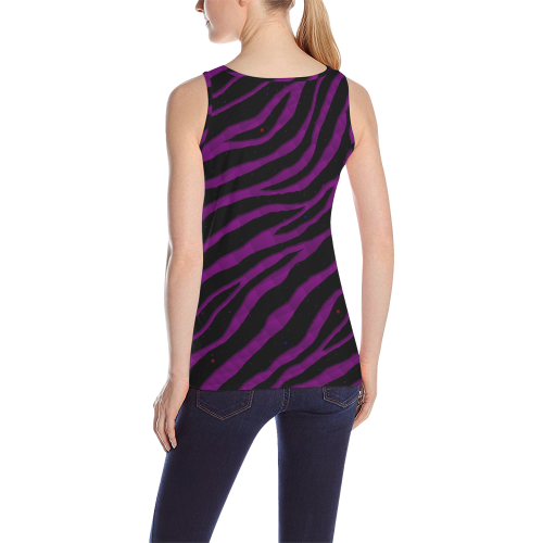 Ripped SpaceTime Stripes - Purple All Over Print Tank Top for Women (Model T43)
