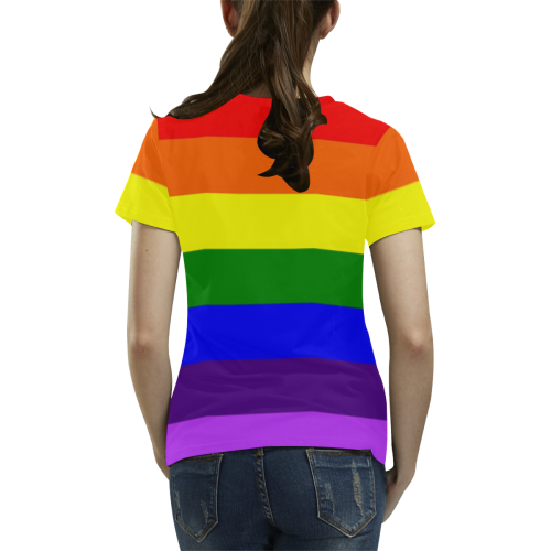 Rainbow Flag (Gay Pride - LGBTQIA+) All Over Print T-shirt for Women/Large Size (USA Size) (Model T40)