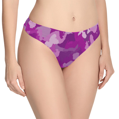 camouflage purple Women's All Over Print Thongs (Model L30)