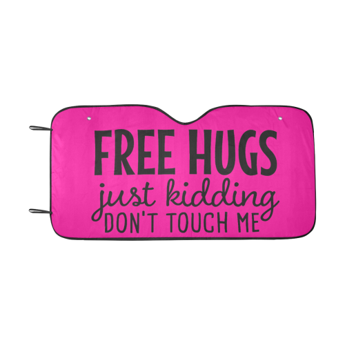 COVID - Humor - Free Hugs Don`t Touch - pink Car Sun Shade 55"x30"