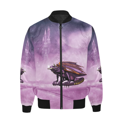 Wonderful violet dragon All Over Print Quilted Bomber Jacket for Men (Model H33)