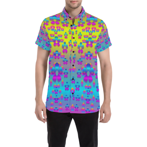 flowers in the most beautiful sunshine Men's All Over Print Short Sleeve Shirt (Model T53)