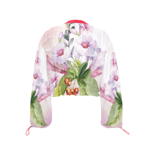Wonderful flowers Cropped Chiffon Jacket for Women (Model H30)