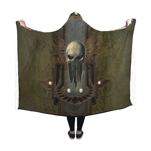 Awesome dark skull Hooded Blanket 60''x50''