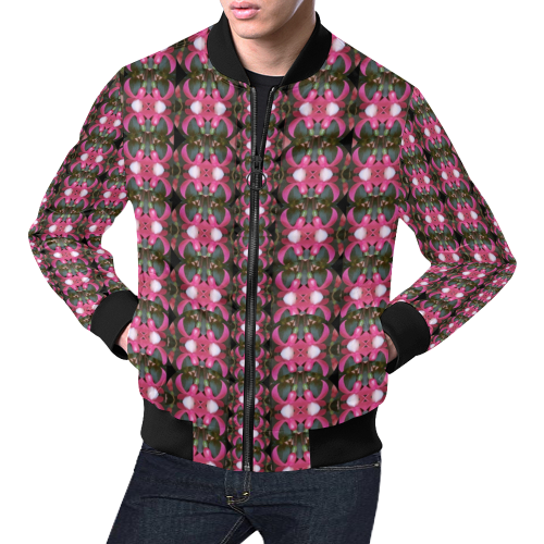 Butterflies in a  forest of climbing flowers All Over Print Bomber Jacket for Men/Large Size (Model H19)