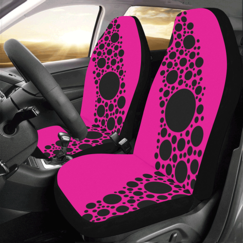 Black Chaos Polka Dots Border Car Seat Covers (Set of 2)