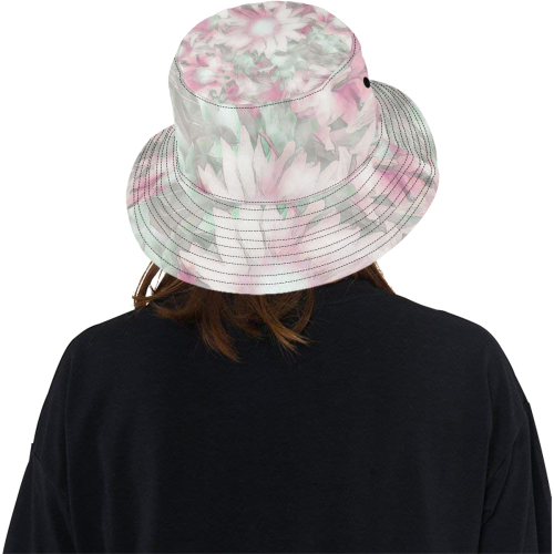 Romantic pastel floral,pink by JamColors All Over Print Bucket Hat