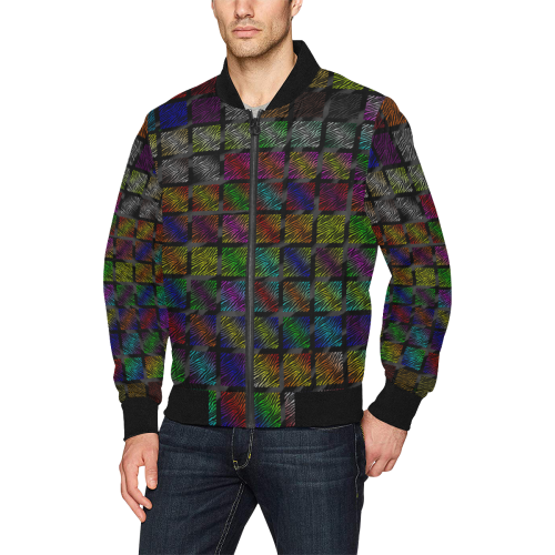 Ripped SpaceTime Stripes Collection All Over Print Bomber Jacket for Men (Model H31)