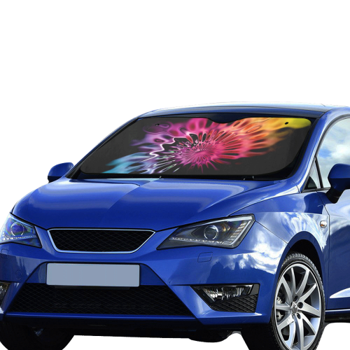 Magic Flower Flames Fractal - Psychedelic Colors Car Sun Shade 55"x30"