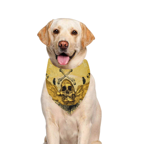 Awesome skull in golden colors Pet Dog Bandana/Large Size