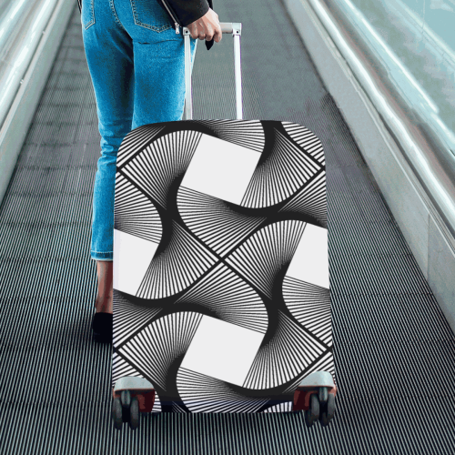 White with black seamless pattern abstract vector Luggage Cover/Large 26"-28"