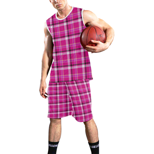 PINK TARTAN-9 All Over Print Basketball Uniform