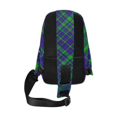 Diagonal Green & Purple Plaid Modern Style Chest Bag (Model 1678)