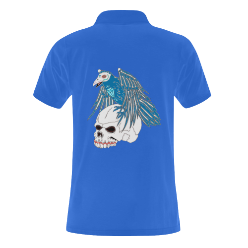 Raven Sugar Skull Blue Men's Polo Shirt (Model T24)