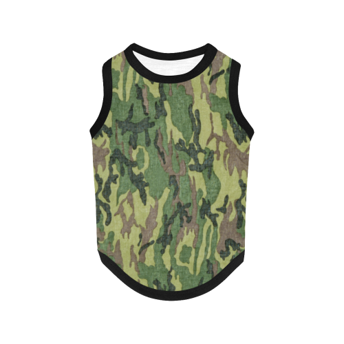 Military Camo Green Woodland Camouflage All Over Print Pet Tank Top