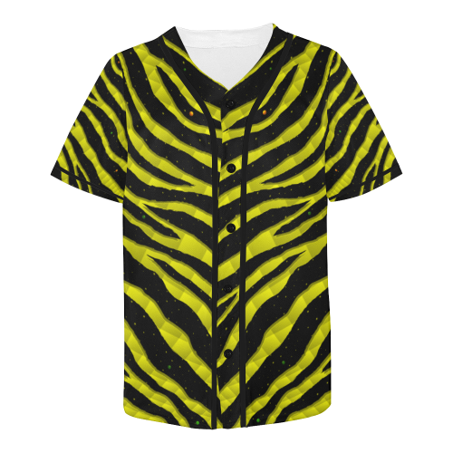 Ripped SpaceTime Stripes - Yellow All Over Print Baseball Jersey for Men (Model T50)