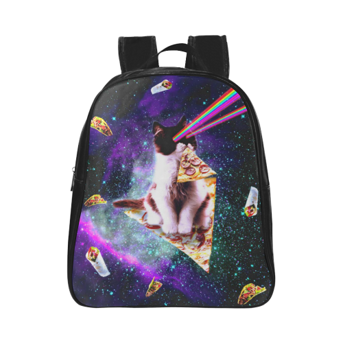 Outer Space Pizza Cat - Rainbow Laser, Taco, Burrito School Backpack (Model 1601)(Small)
