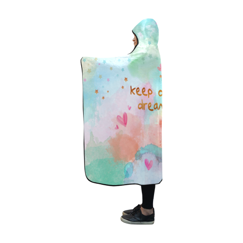 KEEP ON DREAMING - pastel Hooded Blanket 60''x50''