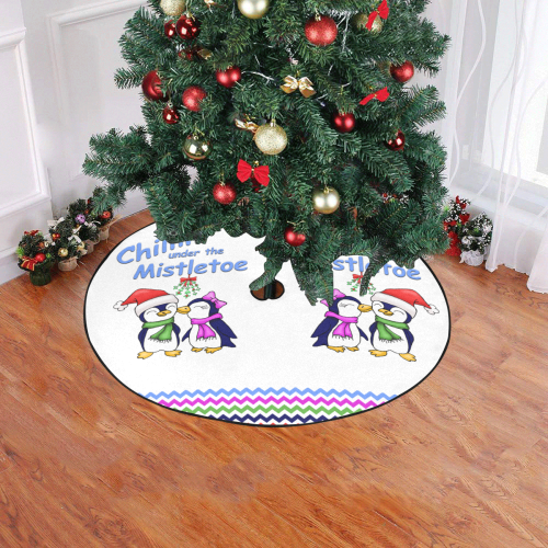 Chillin Penguins Double Christmas Tree Skirt 47" x 47"