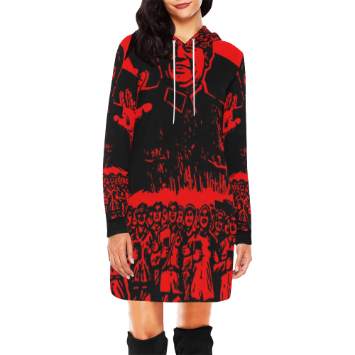Chairman Mao receiving the Red Guards 2 All Over Print Hoodie Mini Dress (Model H27)