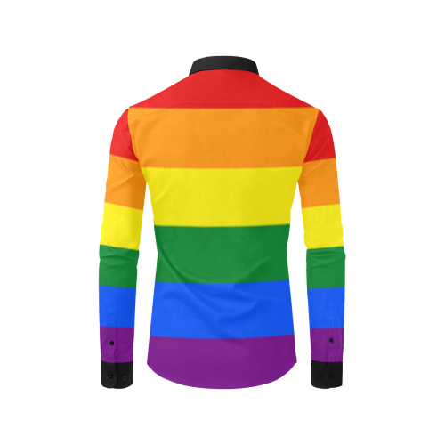 Gay Pride Rainbow Flag Stripes Men's All Over Print Casual Dress Shirt (Model T61)