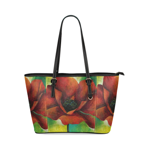Bold Poppy Leather Tote Bag/Large (Model 1640)