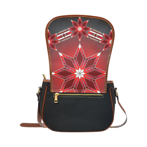 Morning Stars Circle Red Saddle Bag/Small (Model 1649)(Flap Customization)