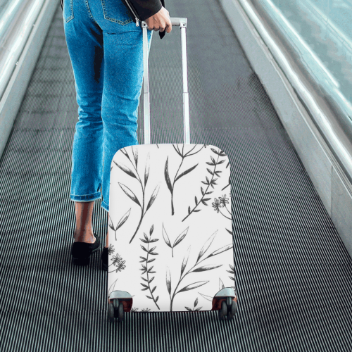 black white flowers Luggage Cover/Small 18"-21"