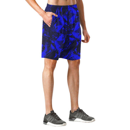 Blue and Black Abstract Men's All Over Print Elastic Beach Shorts (Model L20)