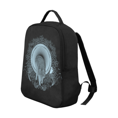 Wolf in black and blue Popular Fabric Backpack (Model 1683)