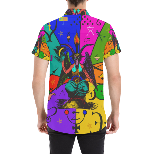 Awesome Baphomet Popart Men's All Over Print Short Sleeve Shirt/Large Size (Model T53)